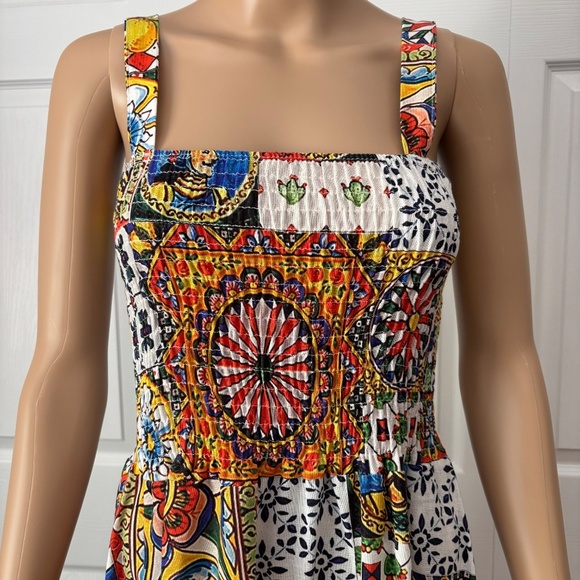 NWT Spighe Di Lino Italy linen blend multi colour patterned dress size small - Picture 4 of 16